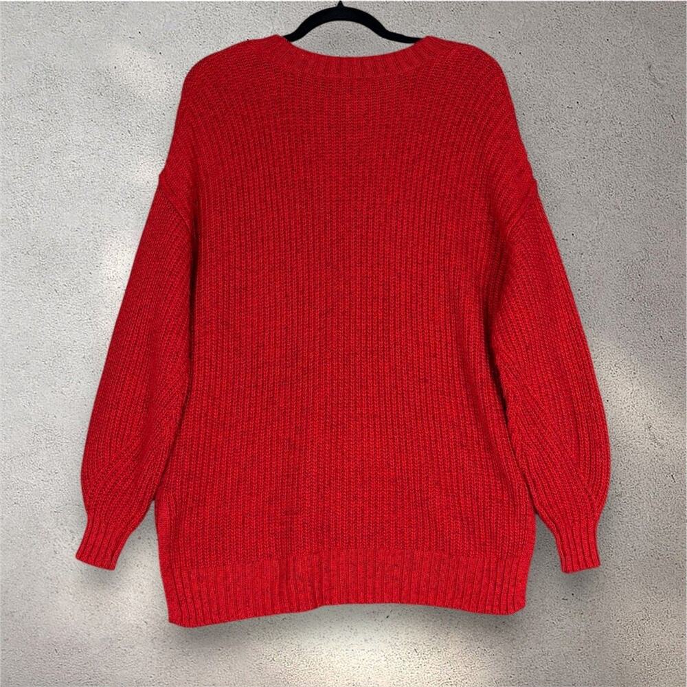 American Eagle Knit Crewneck Sweater Women's XXS Red Oversized Cozycore Academia - Picture 4 of 8